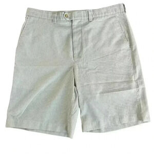 Eritage by Steve Pena Golf Shorts Mens 38 Tan White Seersucker Stripe